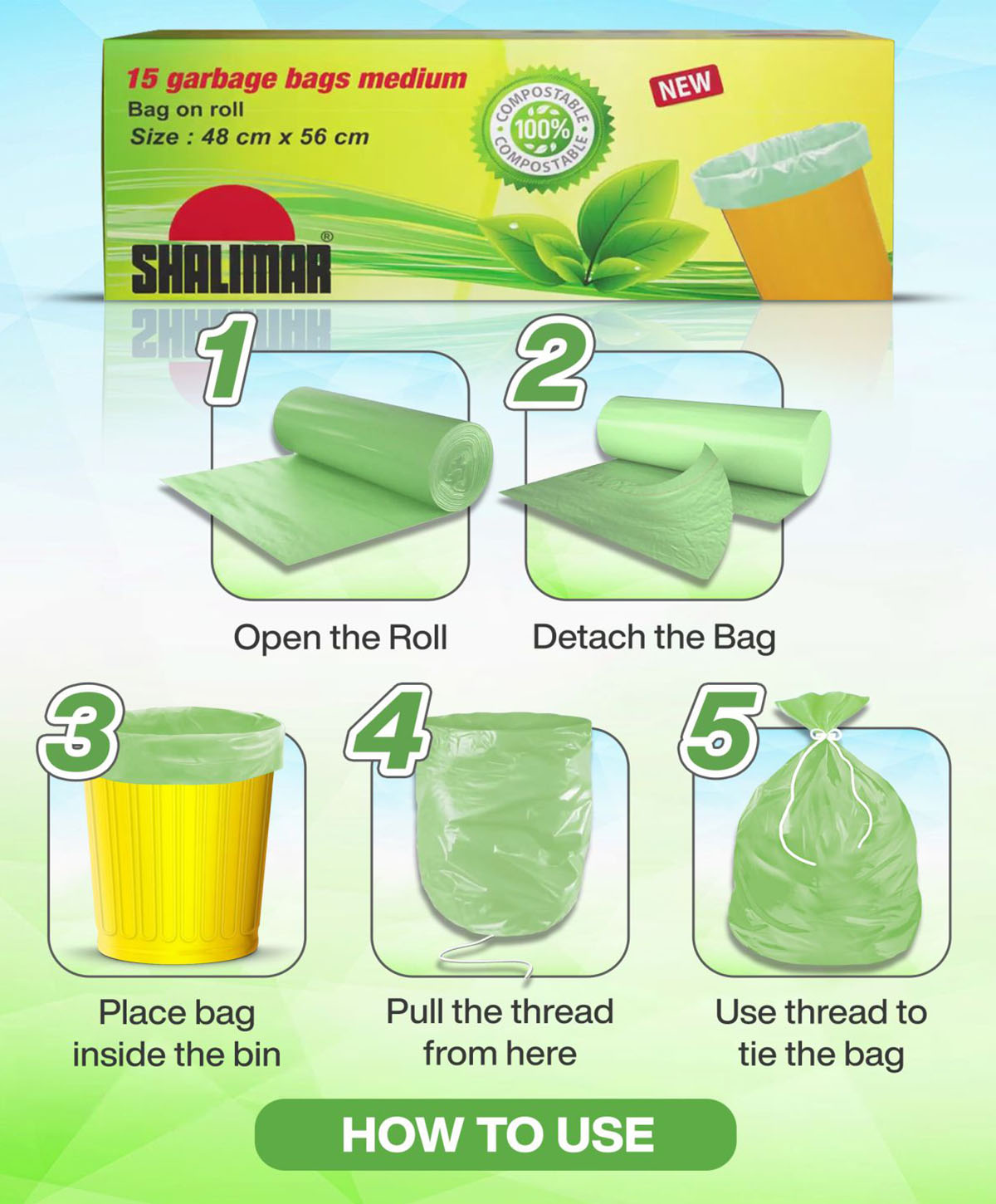 Premium Biodegradable Garbage Bags (Small) Size 43 cm x 51 cm 6